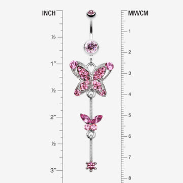 Detail View 1 of Precious Butterfly Sparkle Belly Ring-Light Pink